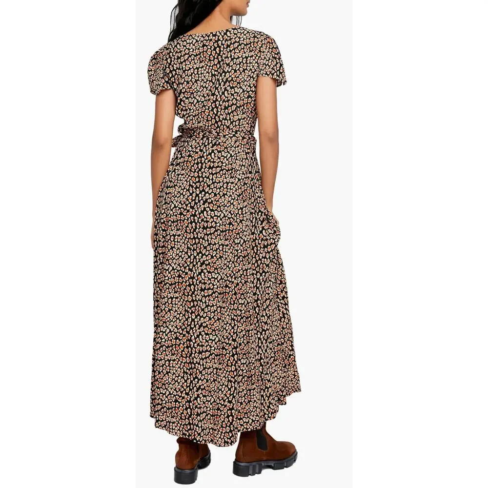 Free People Jess Wrap Dress Floral Midi Surplice Boho Small - Picture 6 of 12
